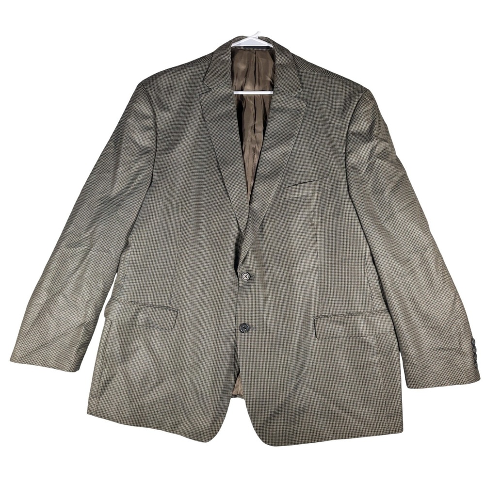Lauren Ralph Lauren Men 52R Sport Coat Blazer Silk Wool Brown Micro Check Jacket